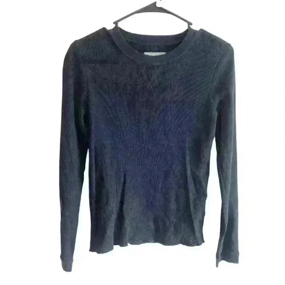 Everlane Navy Blue Waffle Knit Organic Cotton Shirt Size Medium - Picture 1 of 4